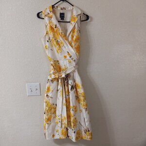 JH Yellow Floral Fit & Flair Sleeveless Stepford Retro 50s Pinup Dress